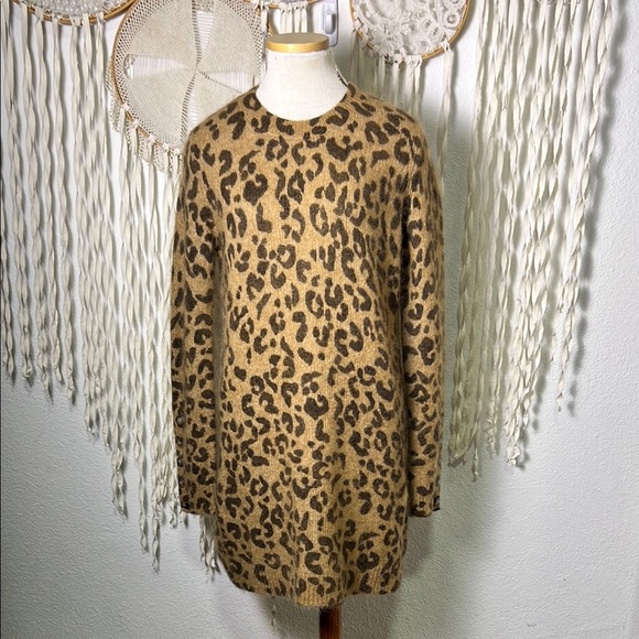 Sezane NWT Fanie Leopard Mohair Sweater Dress Size M - Picture 2 of 15